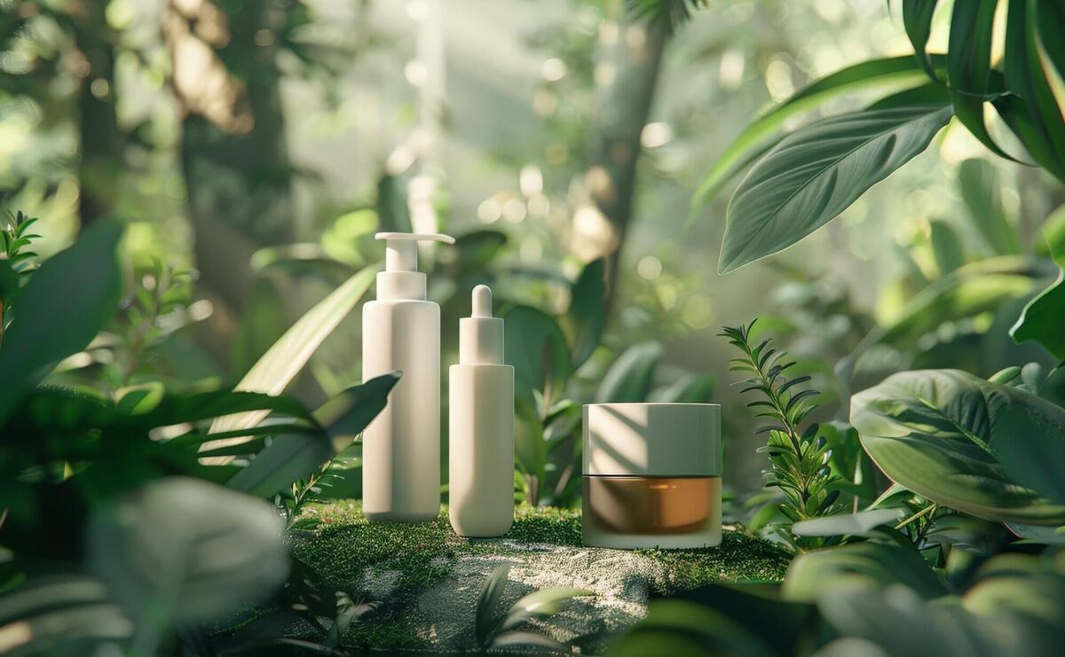 Dreamy aesthetic cosmetic product with fresh background