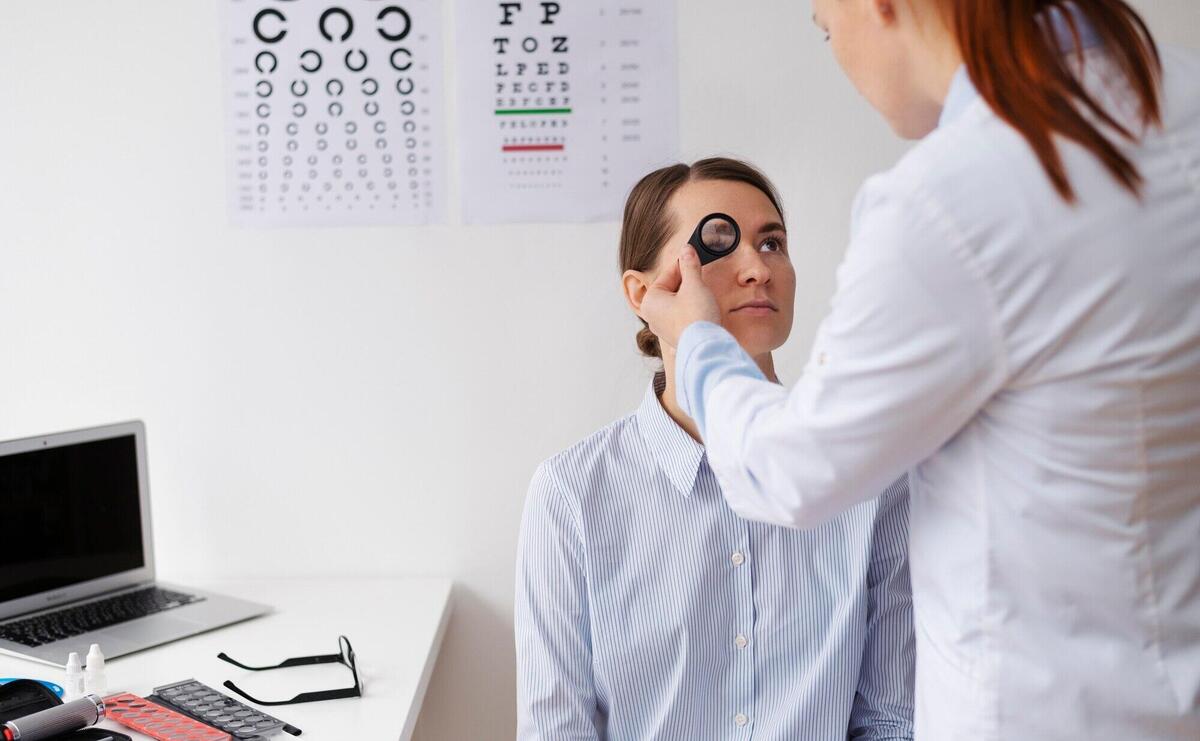 Doctor testing patient eyesight