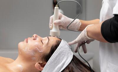 Young woman having a facial treatment