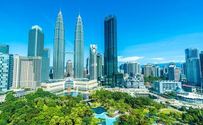 Beautiful architecture building exterior in Kuala Lumpur city in Malaysia