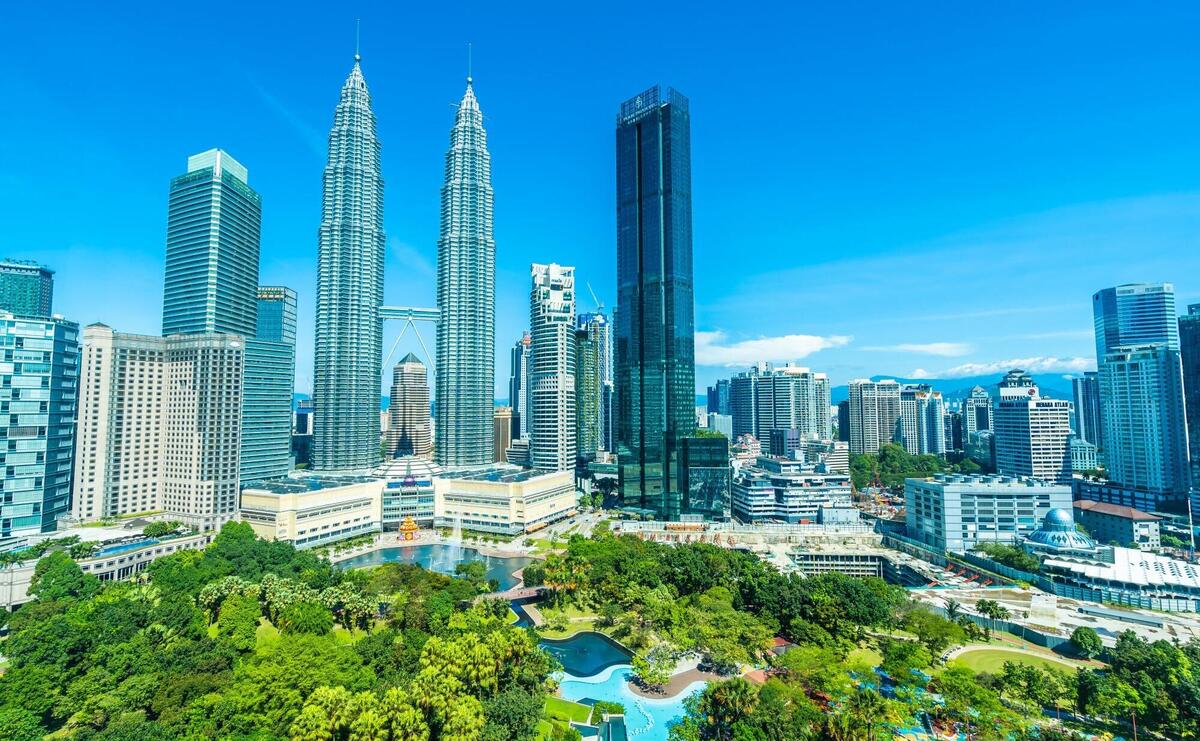 Beautiful architecture building exterior in Kuala Lumpur city in Malaysia