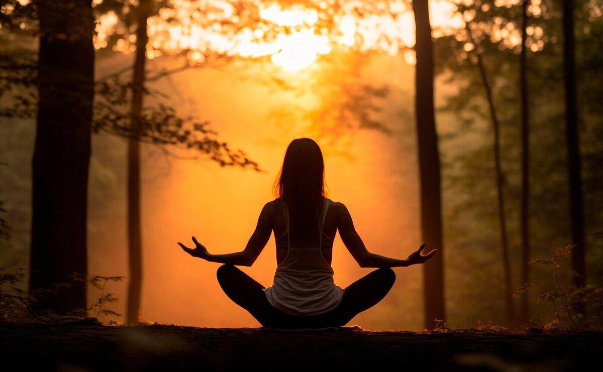 Portrait of person practicing yoga outdoors in nature