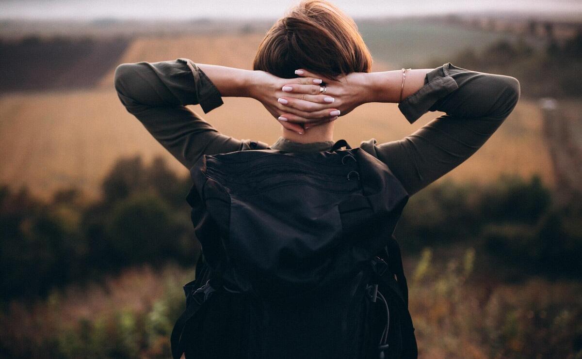 Woman hiking in the mountains