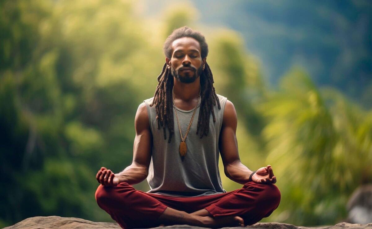 Portrait of person practicing yoga outdoors in nature