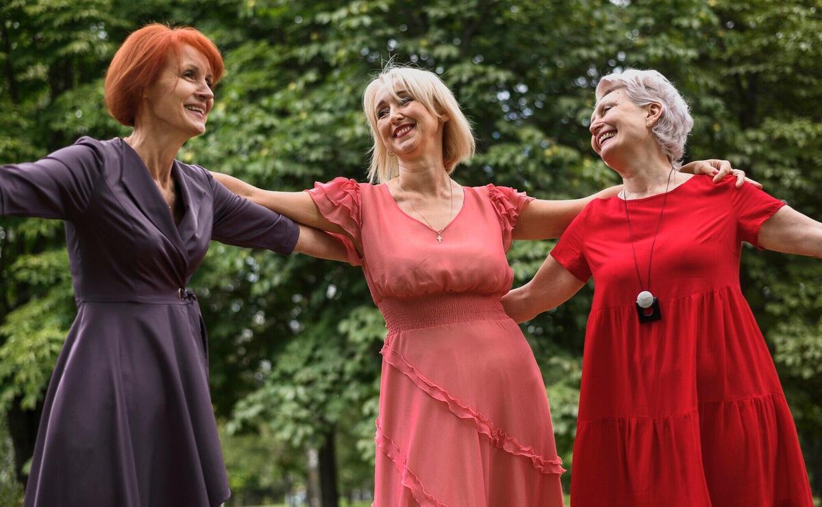 Beautiful senior women together outdoor