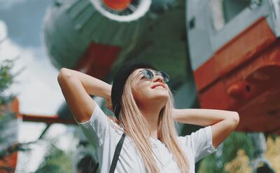 Carefree girl portrait, enjoying a beautiful day