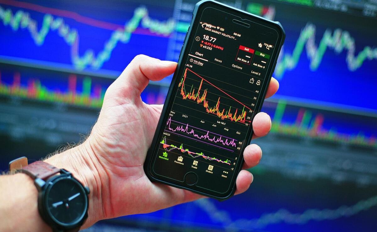 Stock market, chart, phone