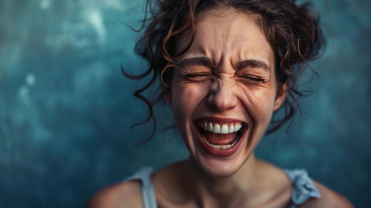 Portrait of woman showing strong emotions for mental health awareness