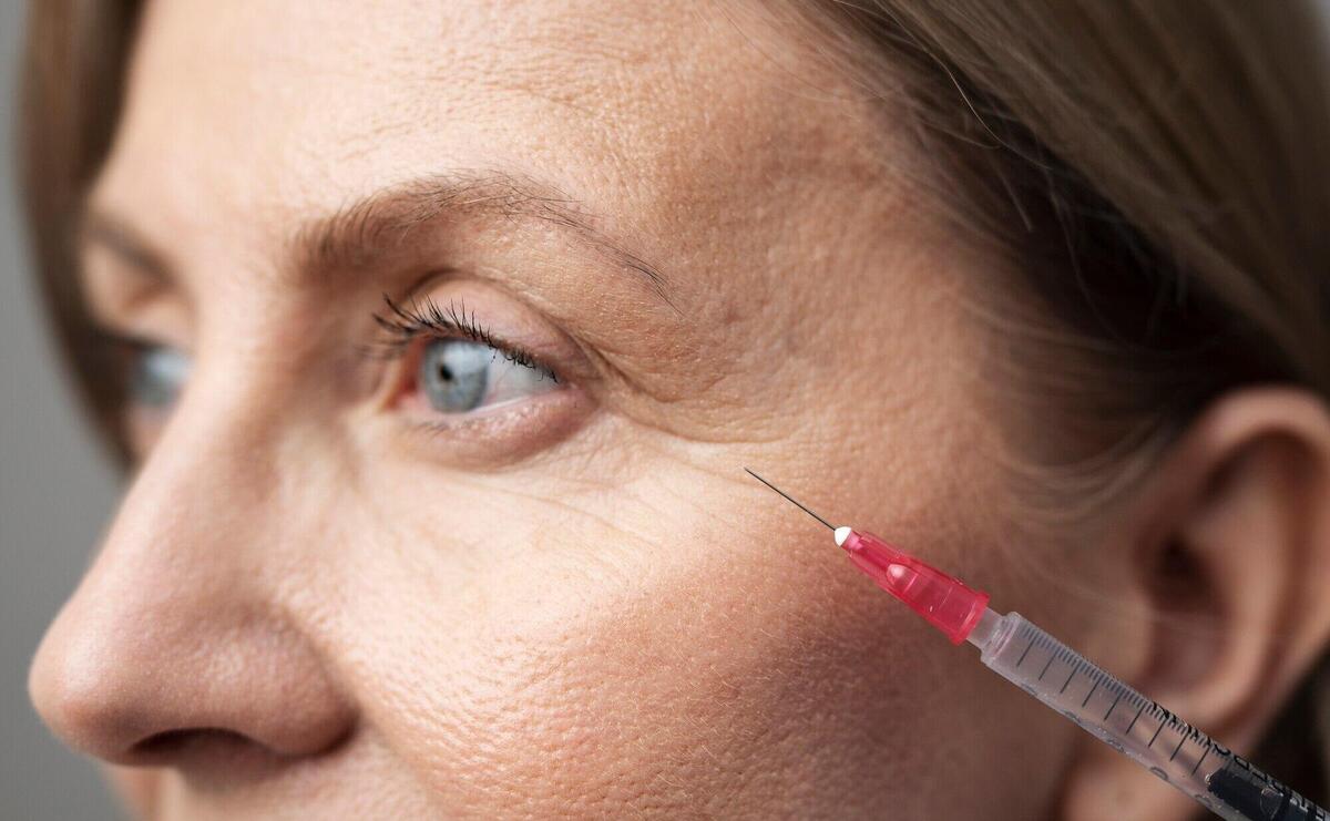 Close up woman with hyaluronic acid injection