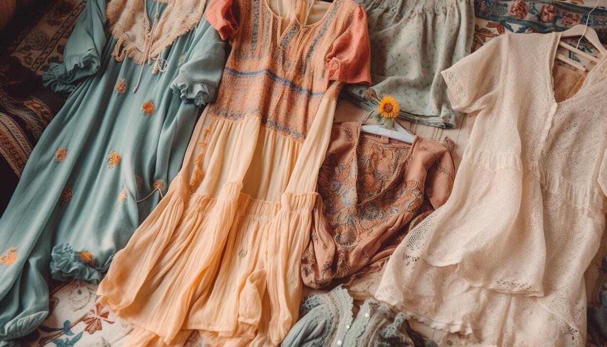 A collection of dresses in a store